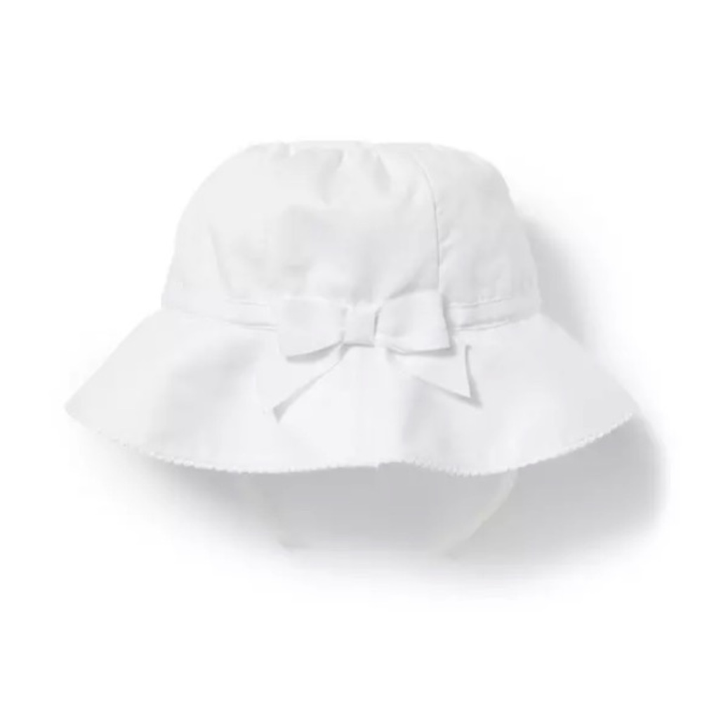 Girls White Poplin Sun Hat 6-12 Months